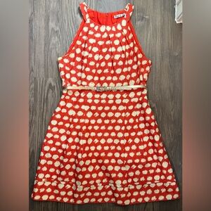 Eliza J. Dress - Orange with White Dots